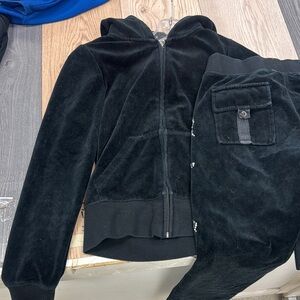 Vintage Black Juicy Couture Velour Hoodie and Joggers Set